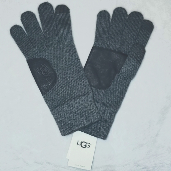 UGG Knit & Leather Touchscreen Tech Winter Gloves - Picture 3 of 4